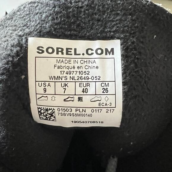 SOREL Caribou Slim Gray Waterproof Snow Boots Sz 9 Faux Fur Insulated Leather - Picture 6 of 7